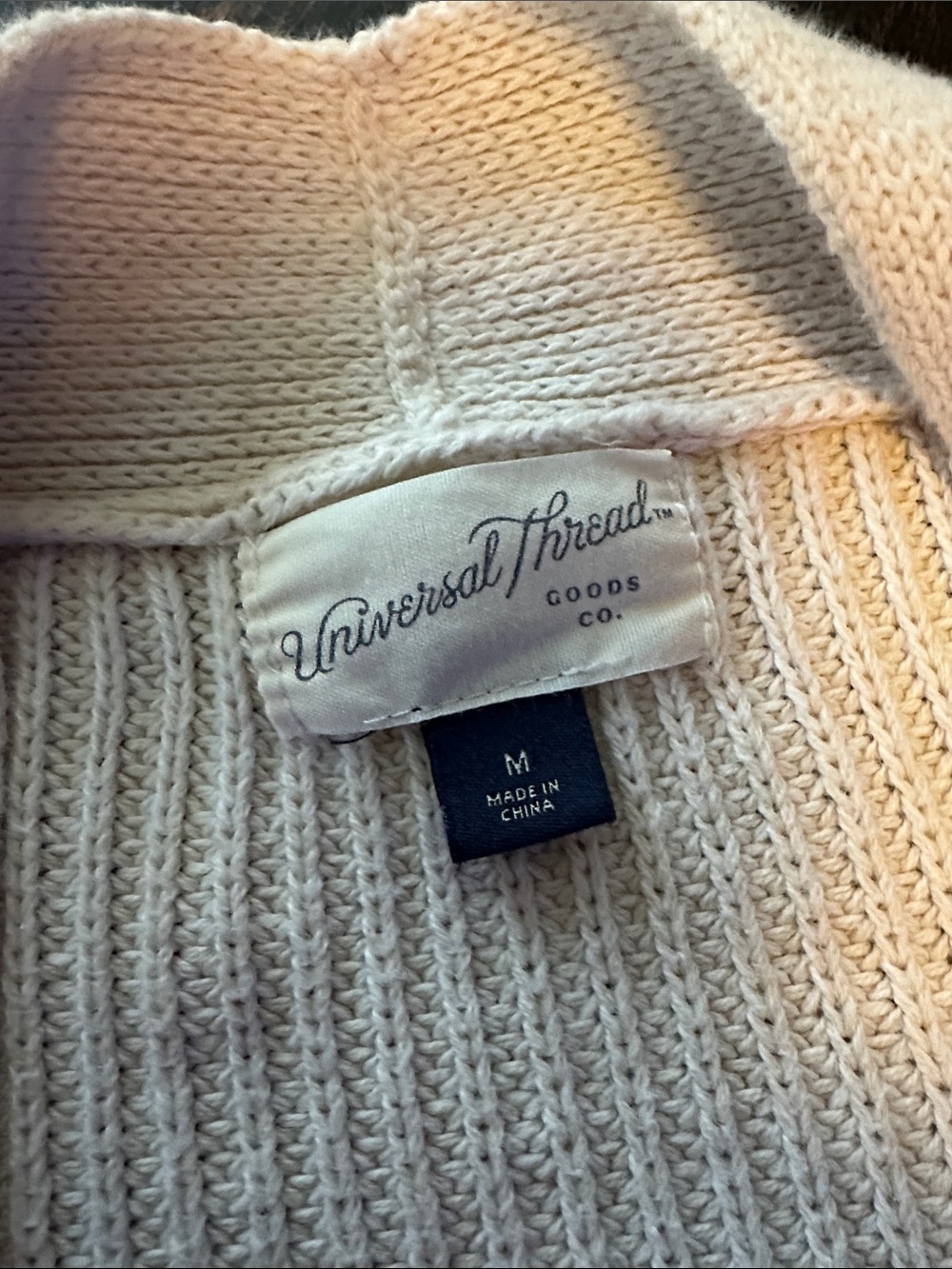 Universal Thread Cream Open-Front Ribbed Cardigan - Picture 4 of 4